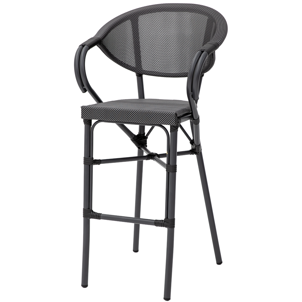 Krzesło technorattanowe Camillo Bar czarno-grafitowe - widok og&oacute;lny