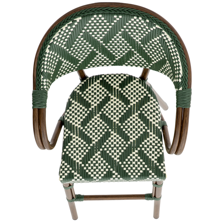 Krzesło technorattanowe Camillo Bar zielono-białe - siedzisko