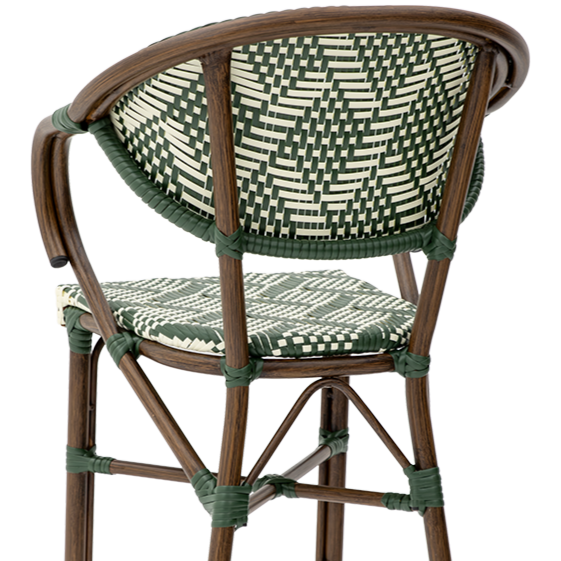 Krzesło technorattanowe Camillo Bar zielono-białe - oparcie tył