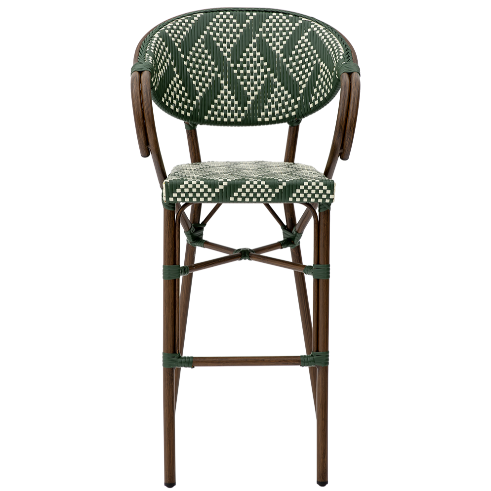 Krzesło technorattanowe Camillo Bar zielono-białe - prz&oacute;d