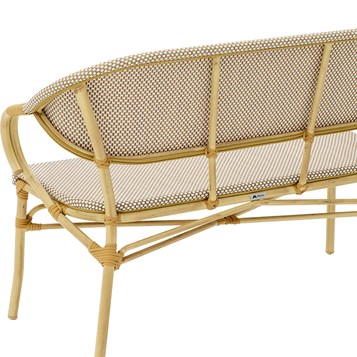 Ławka outdoorowa Camillo Bench beżowa - og&oacute;lny widok od tyłu.