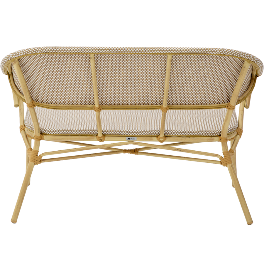 Tył beżowej ławki technorattanowej Camillo Bench.