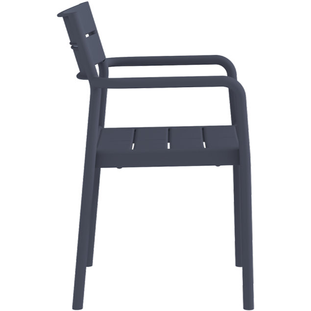 Krzesło do ogródków piwnych Capri Arm ciemnoszare - bok