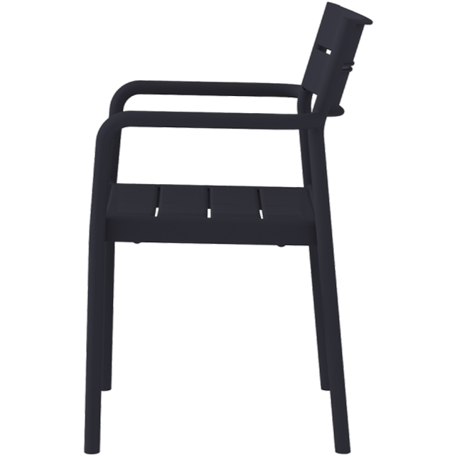 Krzesło outdoorowe do ogr&oacute;dk&oacute;w piwnych Capri Arm czarne - bok