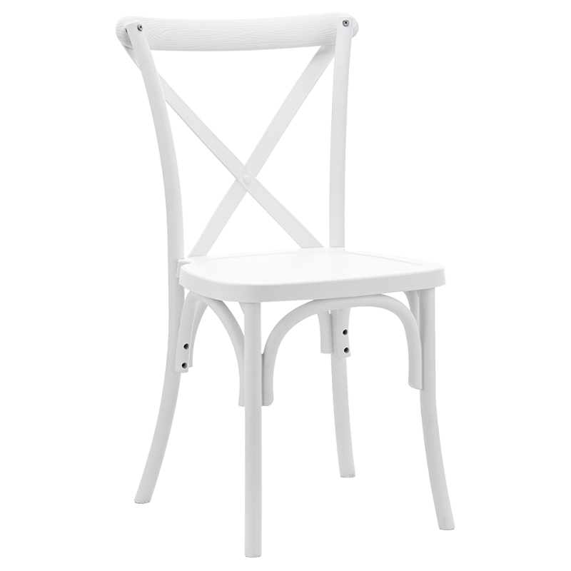 Krzesło Cross-Back Polywood białe - widok og&oacute;lny 