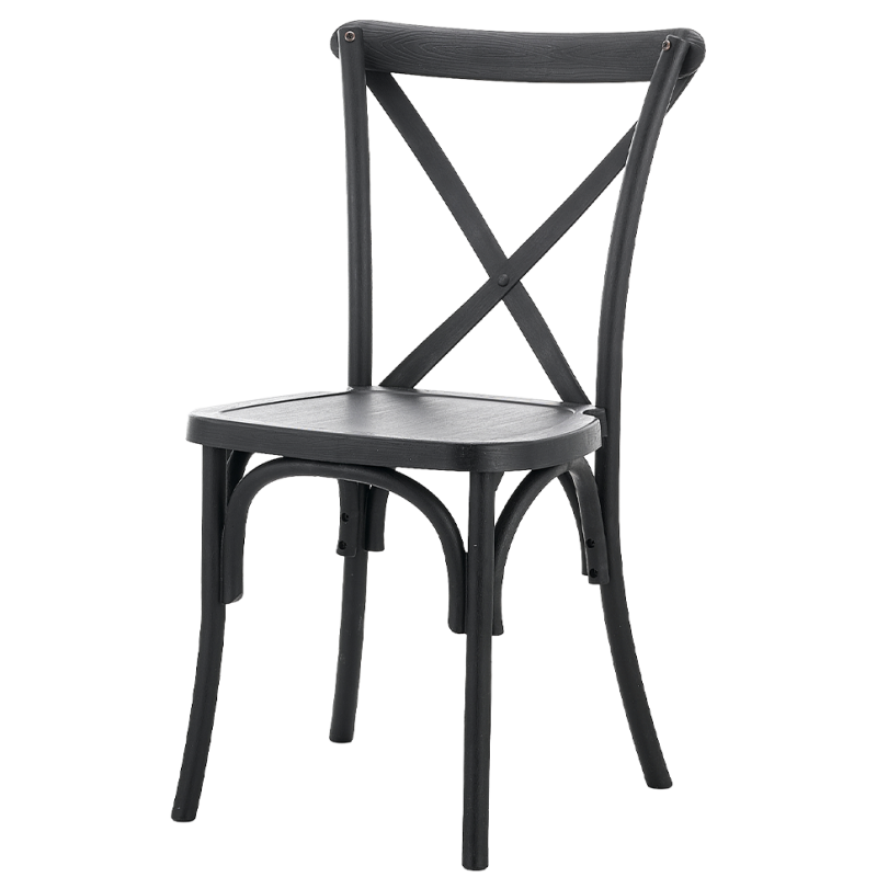 Krzesło Cross-Back Polywood czarne - widok ogólny od prawej strony