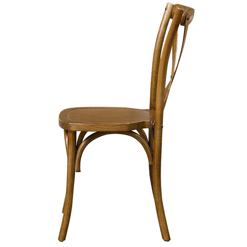 Krzesło drewniane Cross-Back Wood ciemne rustykalne - bok