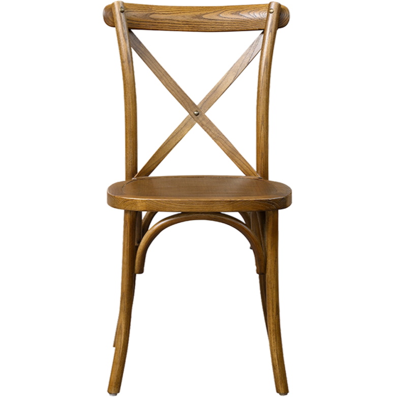 Krzesło drewniane Cross-Back Wood ciemne rustykalne - przód