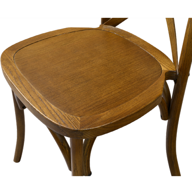 Krzesło drewniane Cross-Back Wood ciemne rustykalne - siedzisko