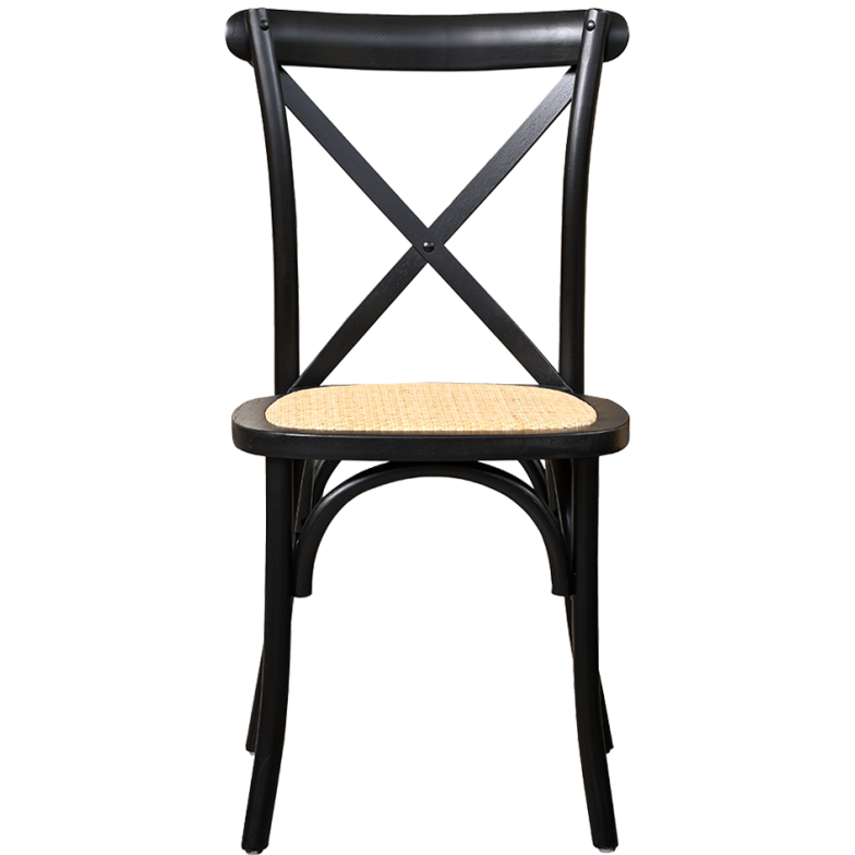 Krzesło Cross-Back Wood Rattan czarne - przód