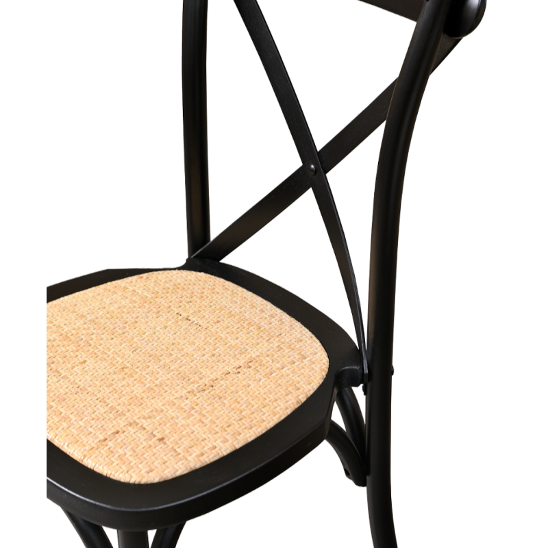 Krzesło Cross-Back Wood Rattan czarne - siedzisko