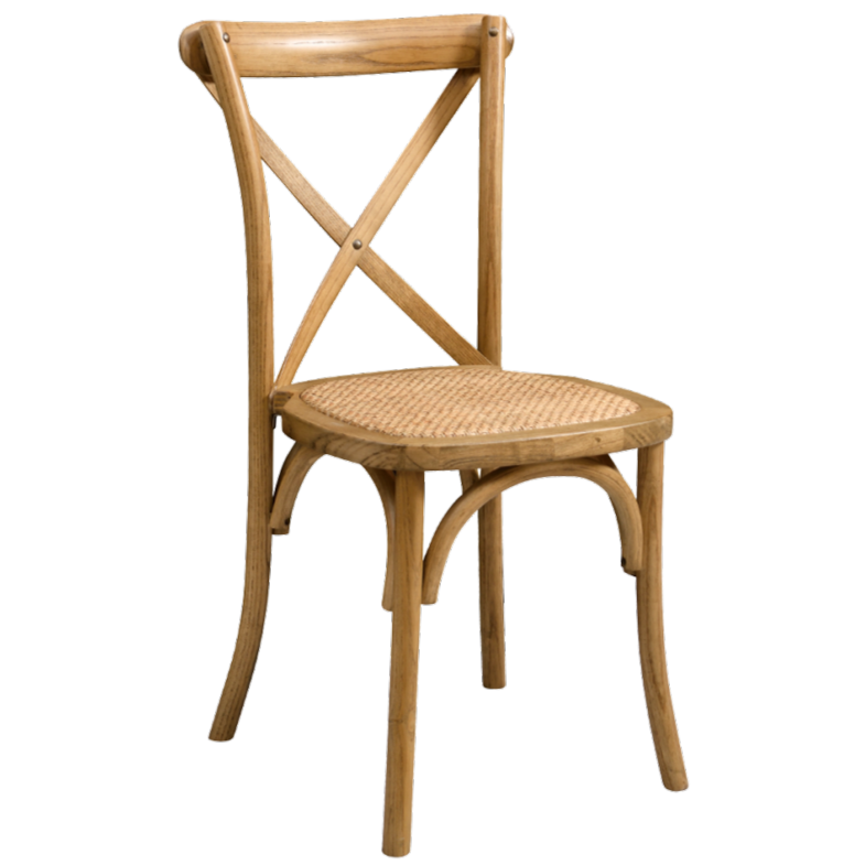 Krzesło Cross-Back Wood Rattan jasne rustykalne - widok og&oacute;lny