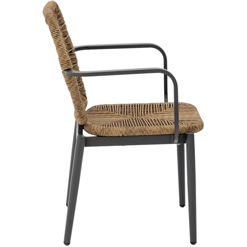 Krzesło technorattanowe Diego brązowe - bok