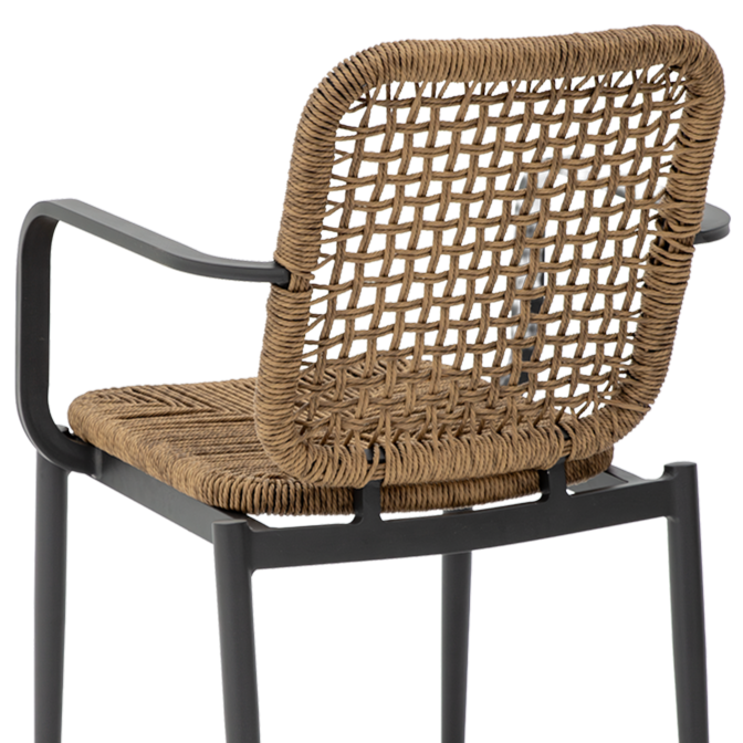 Krzesło technorattanowe Diego brązowe - oparcie tył