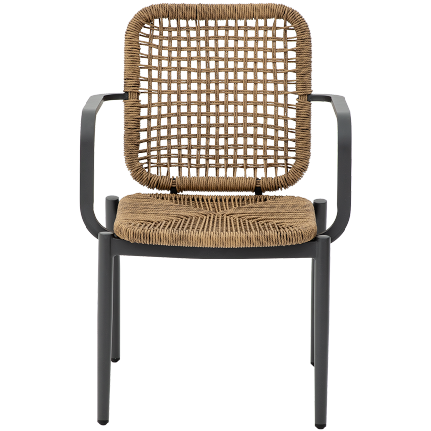 Krzesło technorattanowe Diego brązowe - prz&oacute;d