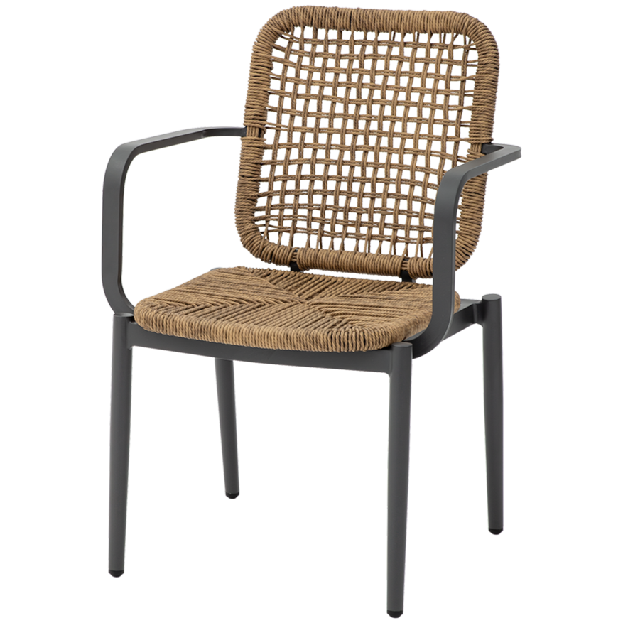 Krzesło technorattanowe Diego brązowe - widok og&oacute;lny