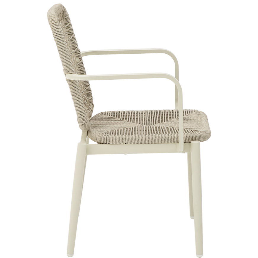 Krzesło technorattanowe Diego jasnobeżowe - bok