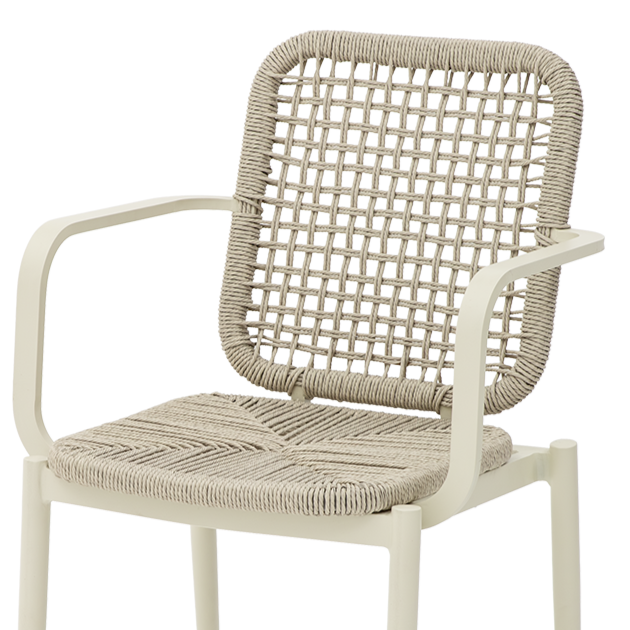 Krzesło technorattanowe Diego jasnobeżowe - siedzisko i oparcie