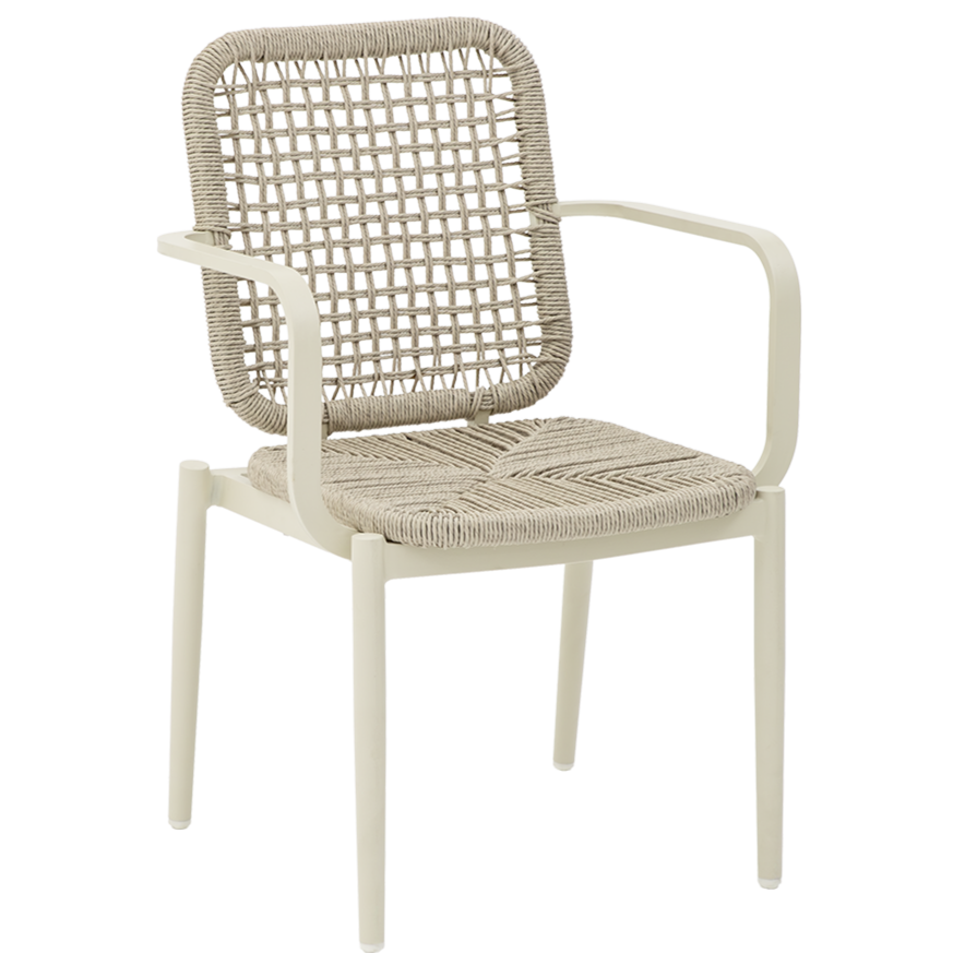 Krzesło technorattanowe Diego jasnobeżowe - widok izometryczny