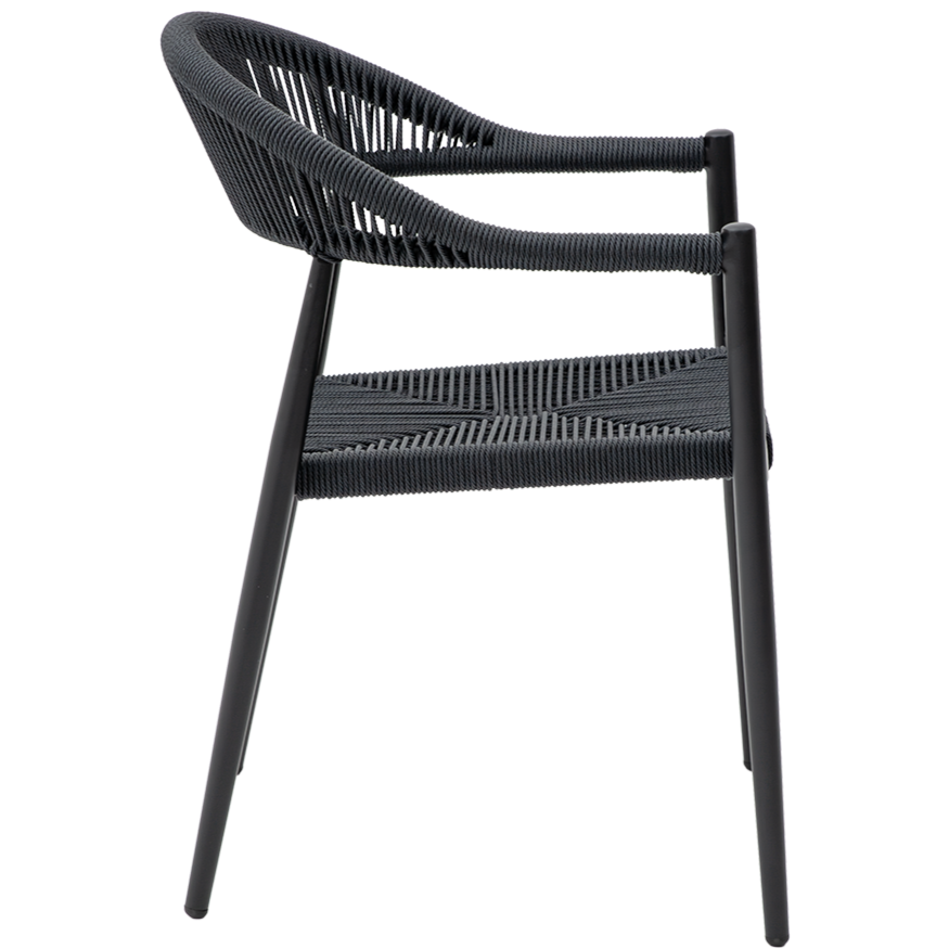 Krzesło technorattanowe Emilio antracytowe - bok