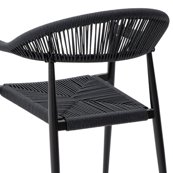 Krzesło technorattanowe Emilio antracytowe - oparcie i siedzisko od tyłu