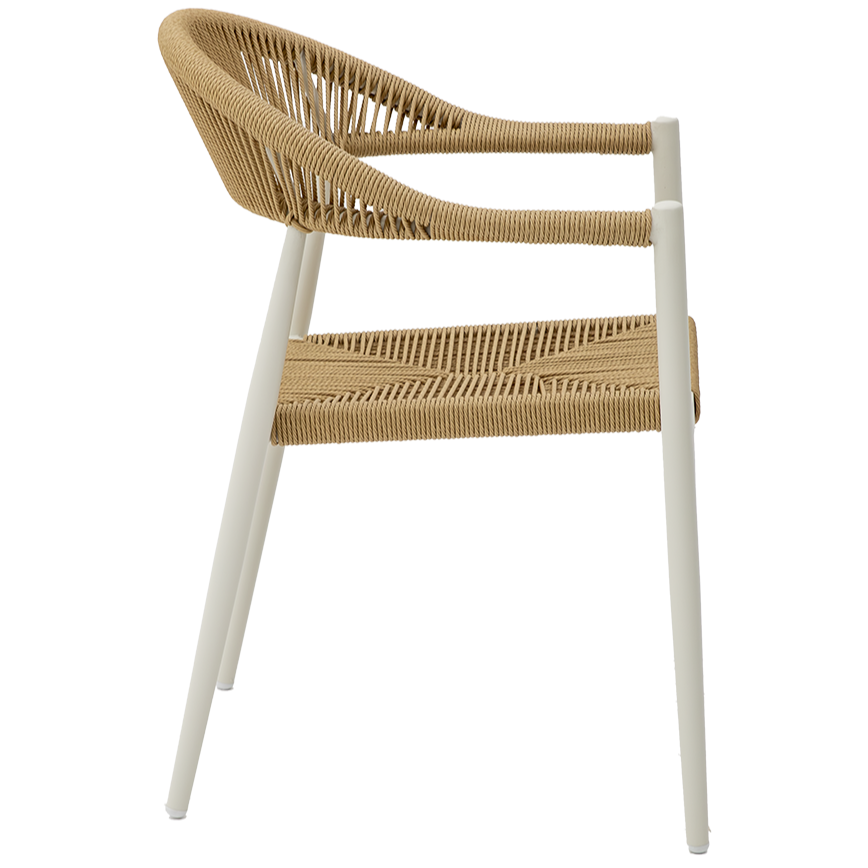 Krzesło technorattanowe Emilio beżowe - bok