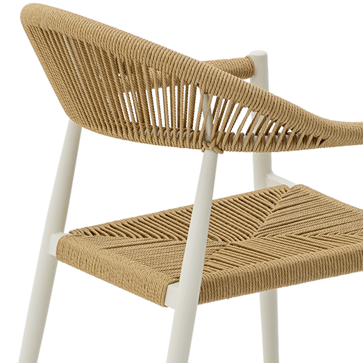 Krzesło technorattanowe Emilio beżowe - oparcie i siedzisko od tyłu