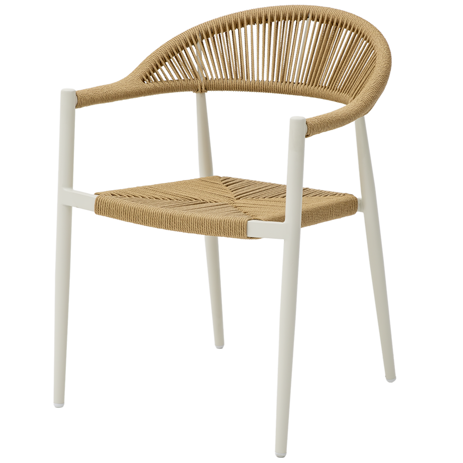 Krzesło technorattanowe Emilio beżowe - widok izometryczny