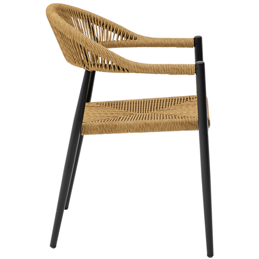 Krzesło technorattanowe Emilio ciemny naturalny - bok