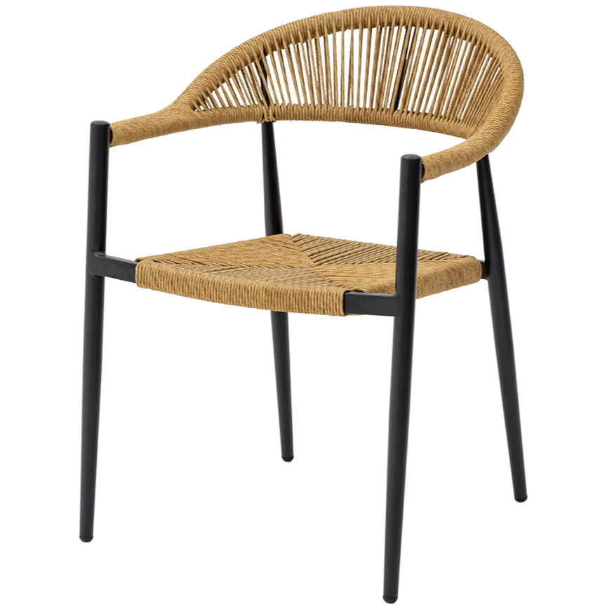 Krzesło technorattanowe Emilio ciemny naturalny - widok izometryczny