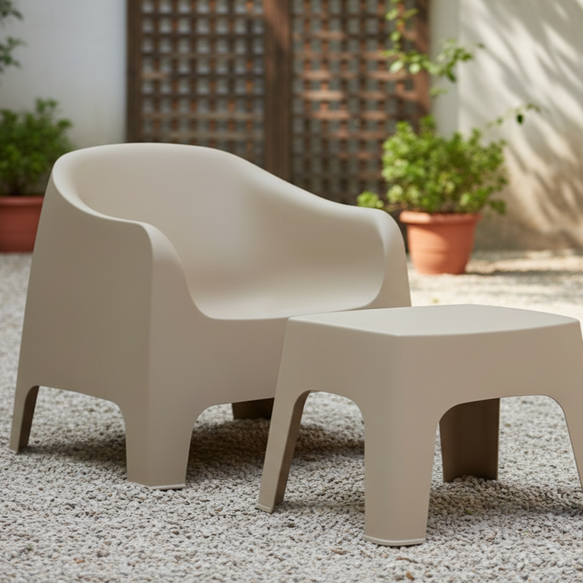 Krzesło do ogródków piwnych Duna beżowe - widok ogólny