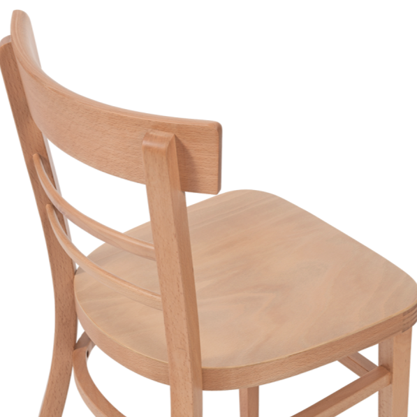 Krzesło gięte drewniane EPIC w kolorze naturalnym - oparcie i siedzisko - widok od tyłu