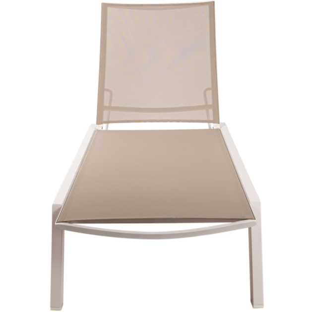 Leżak basenowy Riviera biało-beżowy - prz&oacute;d