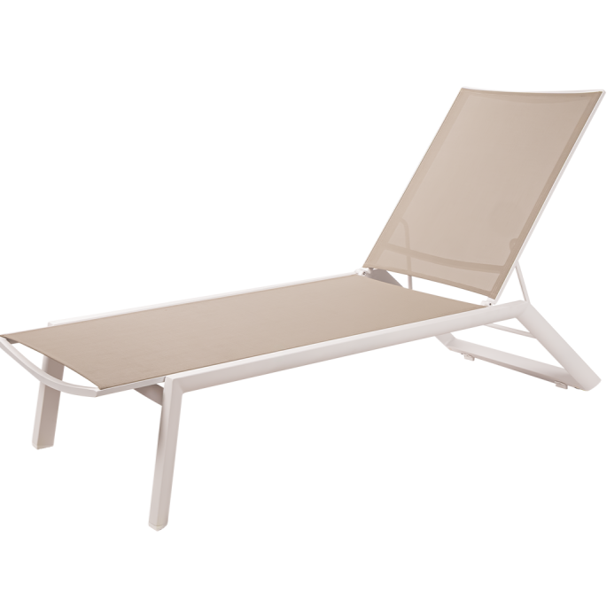 Leżak basenowy Riviera biało-beżowy - widok og&oacute;lny