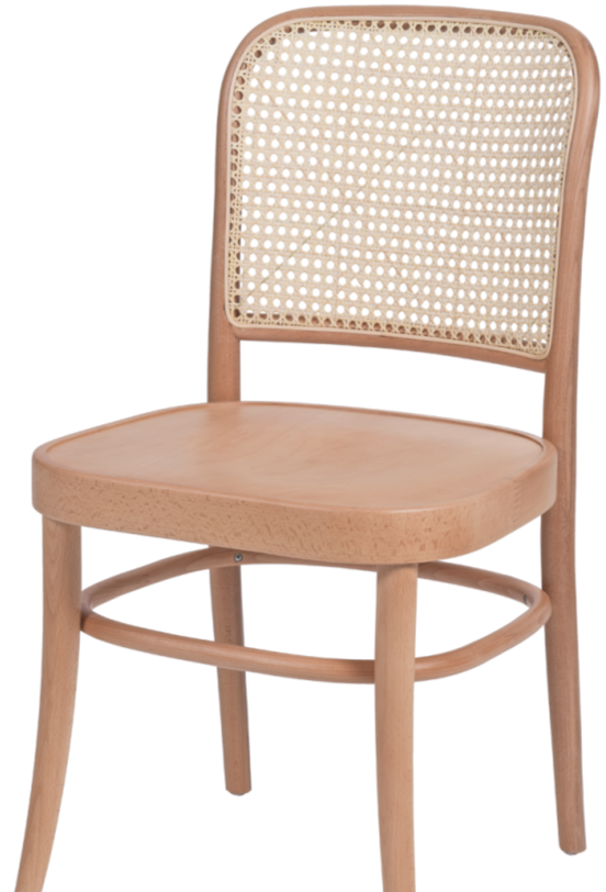 Krzesło gięte drewniane Loomi 811 rattan w kolorze neutralnym - widok og&oacute;lny