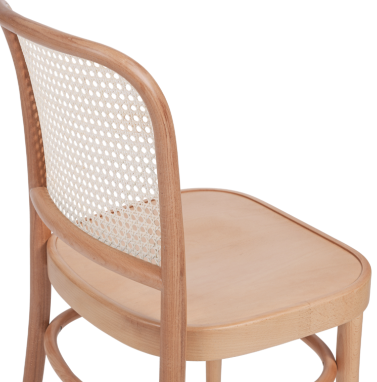 Krzesło gięte drewniane Loomi 811 rattan w kolorze neutralnym - tył oparcie