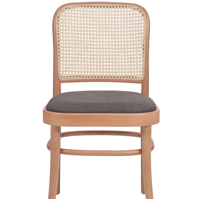 Krzesło gięte Loomi 811 Rattan z siedziskiem tapicerowanym ciemnobrązowym - prz&oacute;d