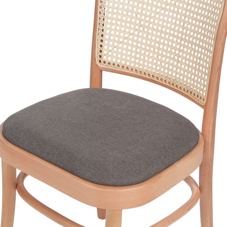 Krzesło gięte Loomi 811 Rattan z siedziskiem tapicerowanym ciemnobrązowym - siedzisko