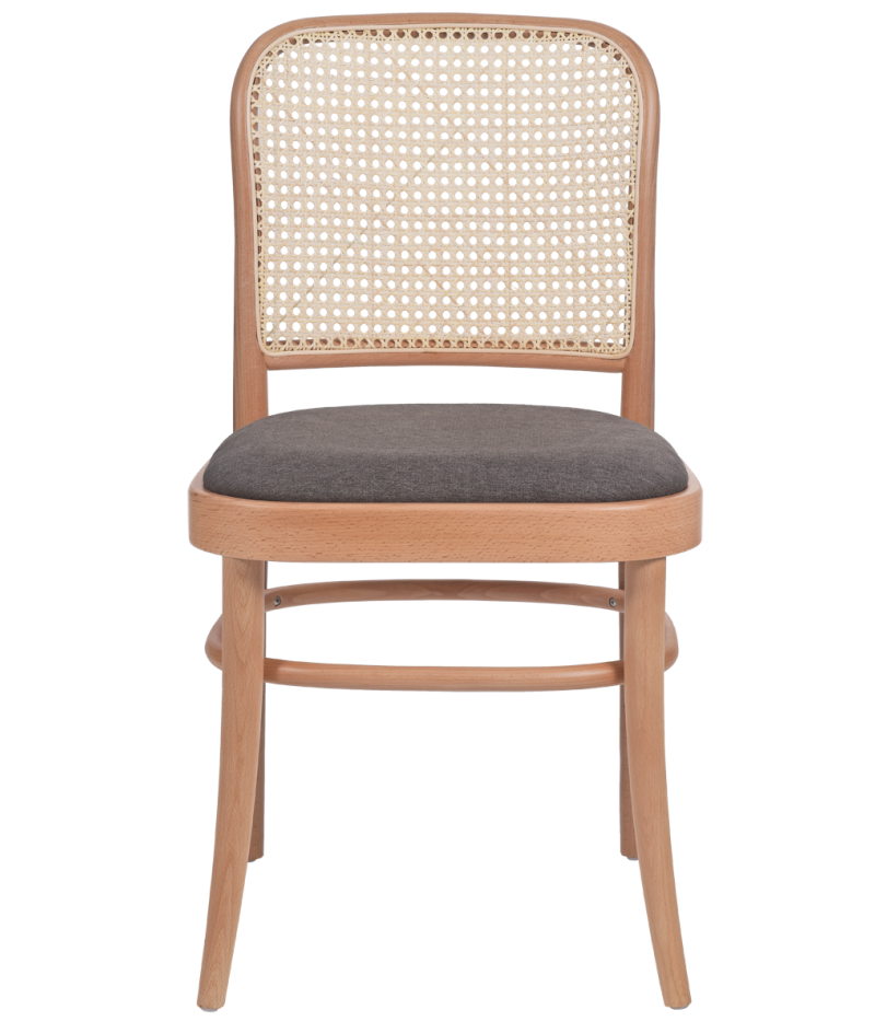 Krzesło gięte Loomi 811 Rattan z siedziskiem tapicerowanym ciemnobrązowym - prz&oacute;d