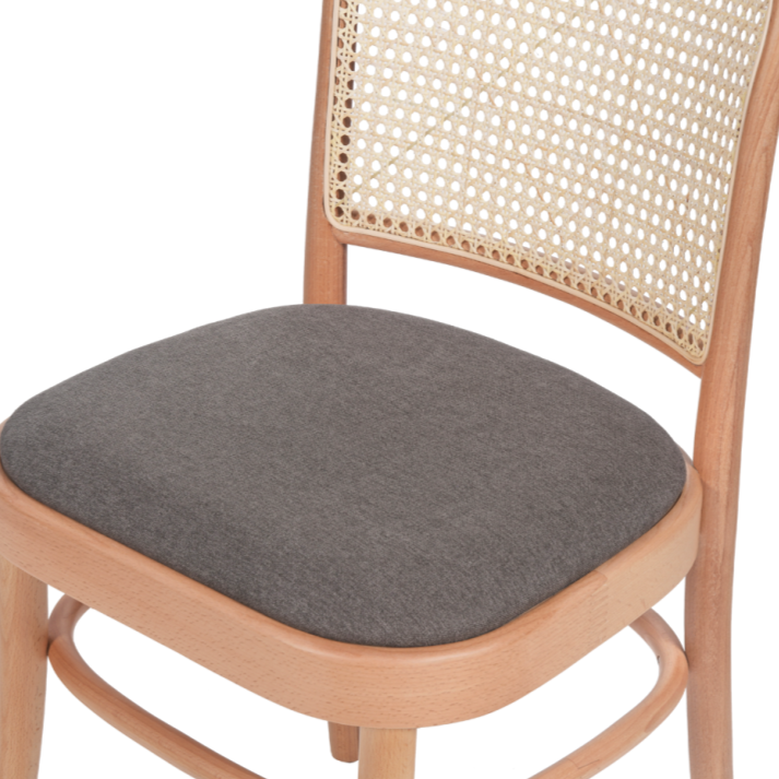 Krzesło gięte Loomi 811 Rattan z siedziskiem tapicerowanym ciemnobrązowym - siedzisko