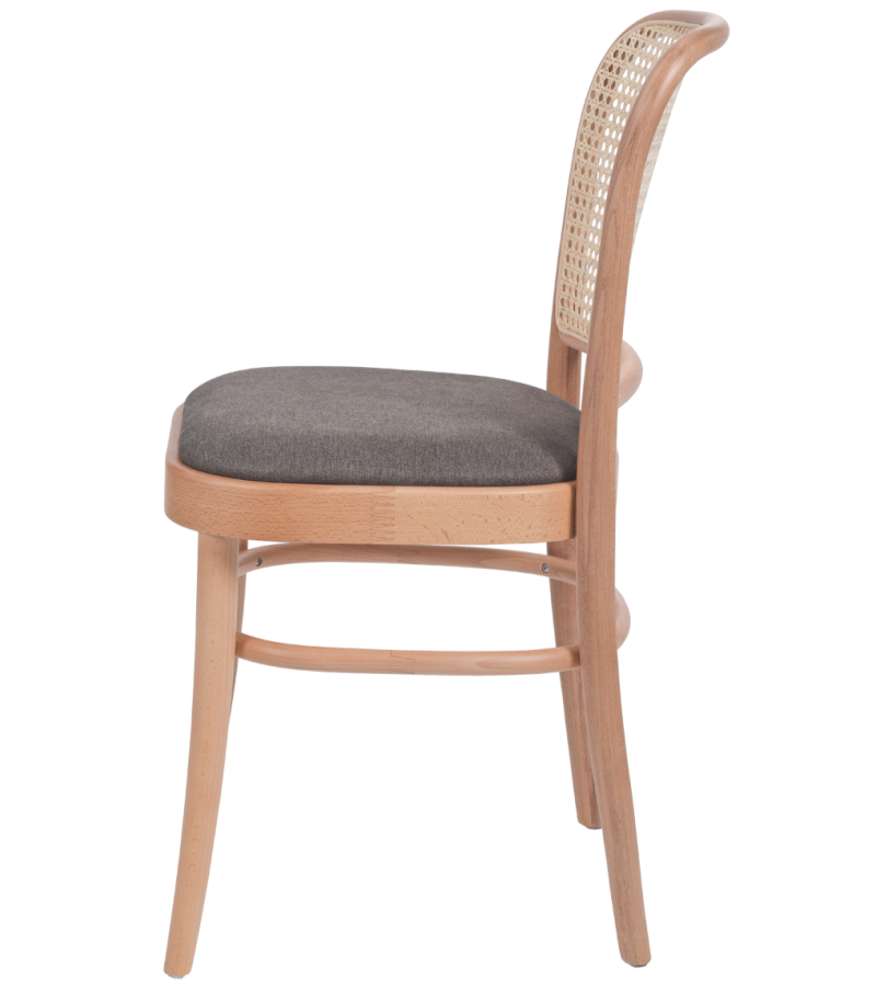 Krzesło gięte Loomi 811 Rattan z siedziskiem tapicerowanym ciemnobrązowym - bok