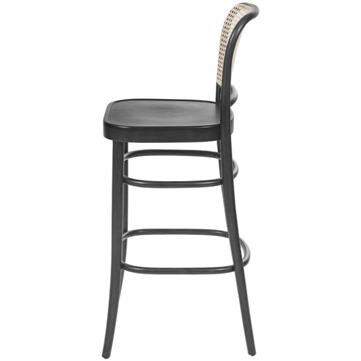 Krzesło gięte drewniane Loomi 811 Bar rattan czarne - bok