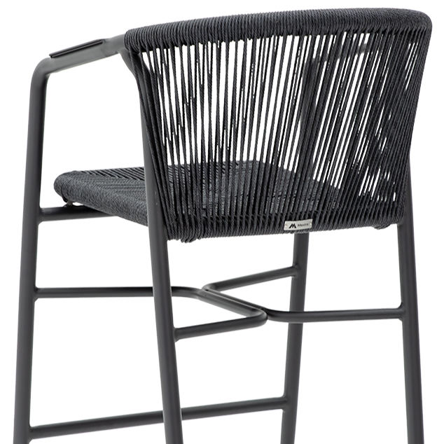 Krzesło technorattanowe Luigi Bar antracytowe - oparcie od tyłu