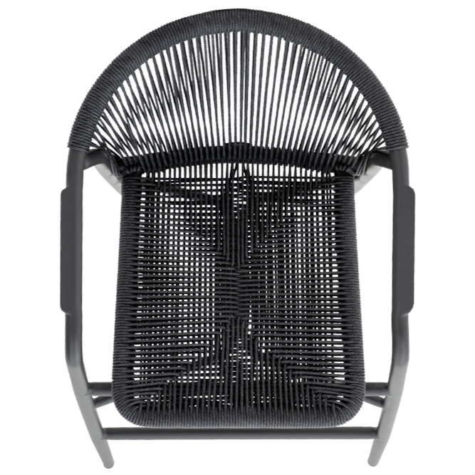 Krzesło technorattanowe Luigi Bar antracytowe - siedzisko i oparcie od g&oacute;ry