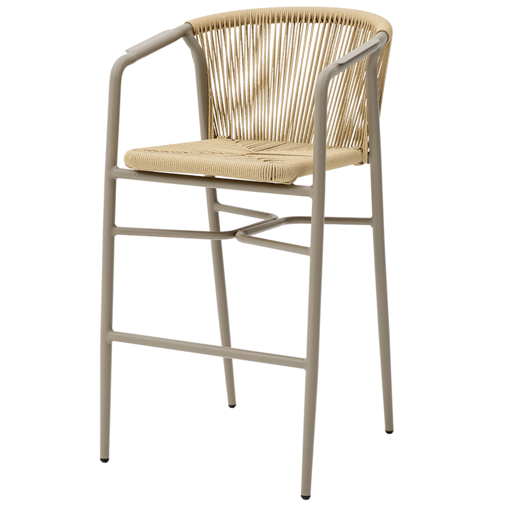 Krzesło technorattanowe Luigi Bar beżowe - widok og&oacute;lny