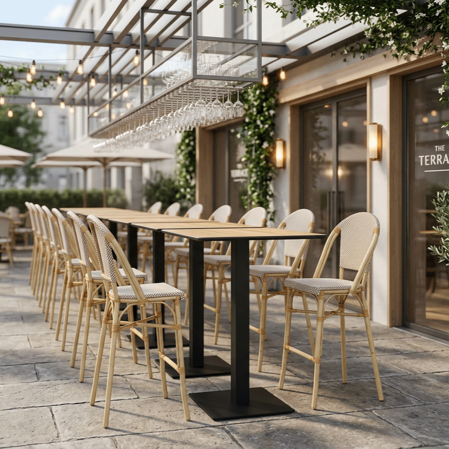 Krzesło technorattanowe Matteo Bar brązowo-beżowe - aranżacja