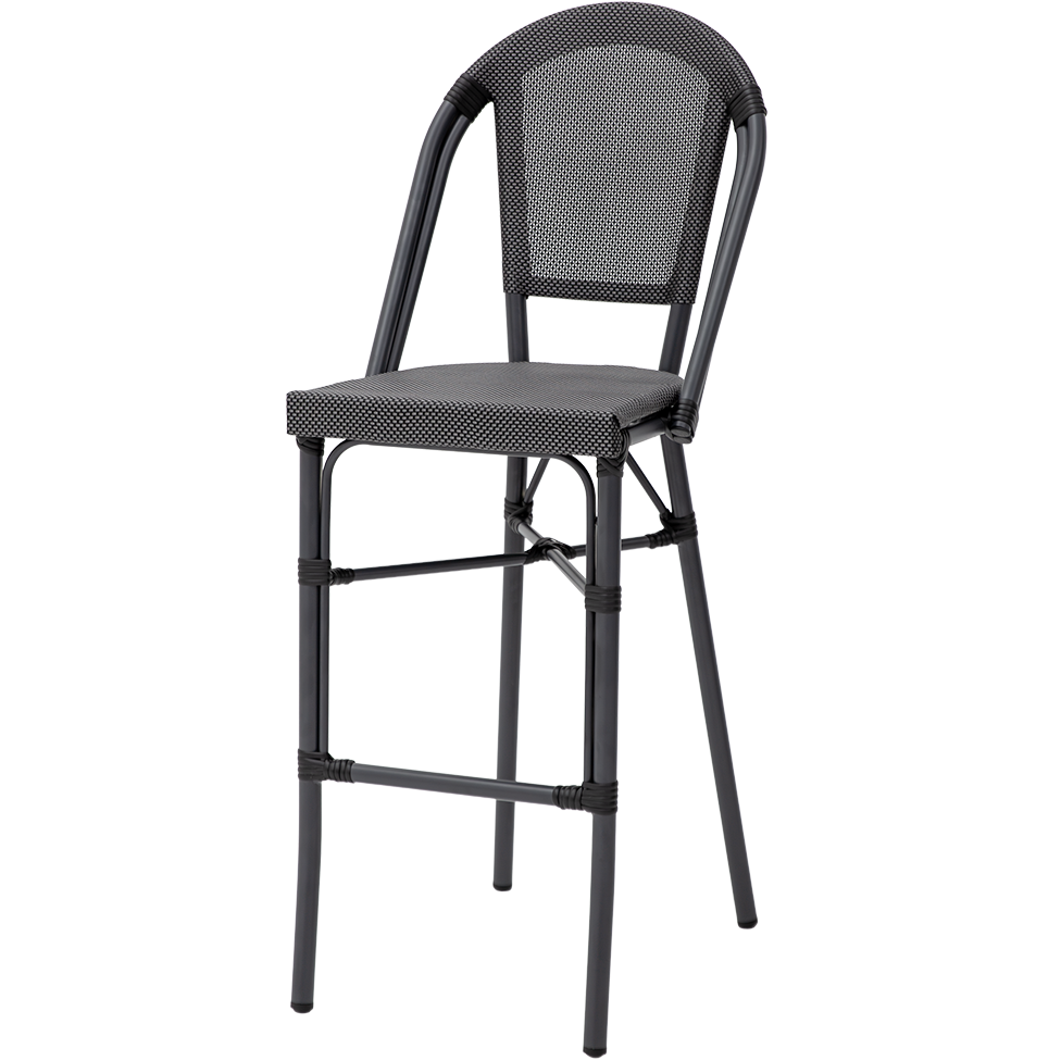 Krzesło technorattanowe Matteo Bar czarno-grafitowe - widok og&oacute;lny