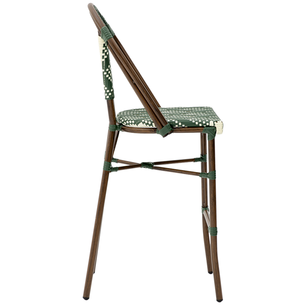 Krzesło technorattanowe Mextra Mateo Bar zielono-białe - bok