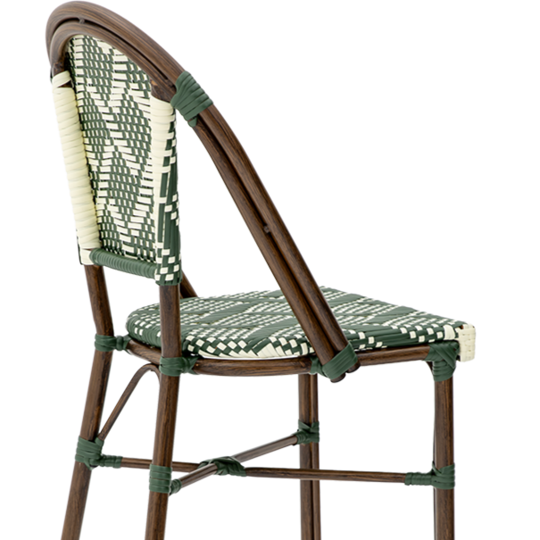 Krzesło technorattanowe Mextra Mateo Bar zielono-białe - oparcie od tyłu