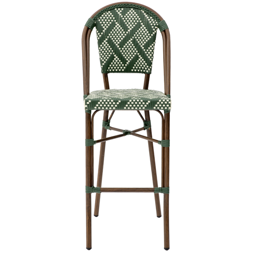 Krzesło technorattanowe Mextra Mateo Bar zielono-białe - przód